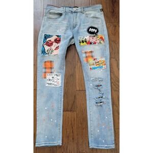 Kleep Men's Karma Always Gresh Skinny Denim Jeans Size 34x32‎ Distressed